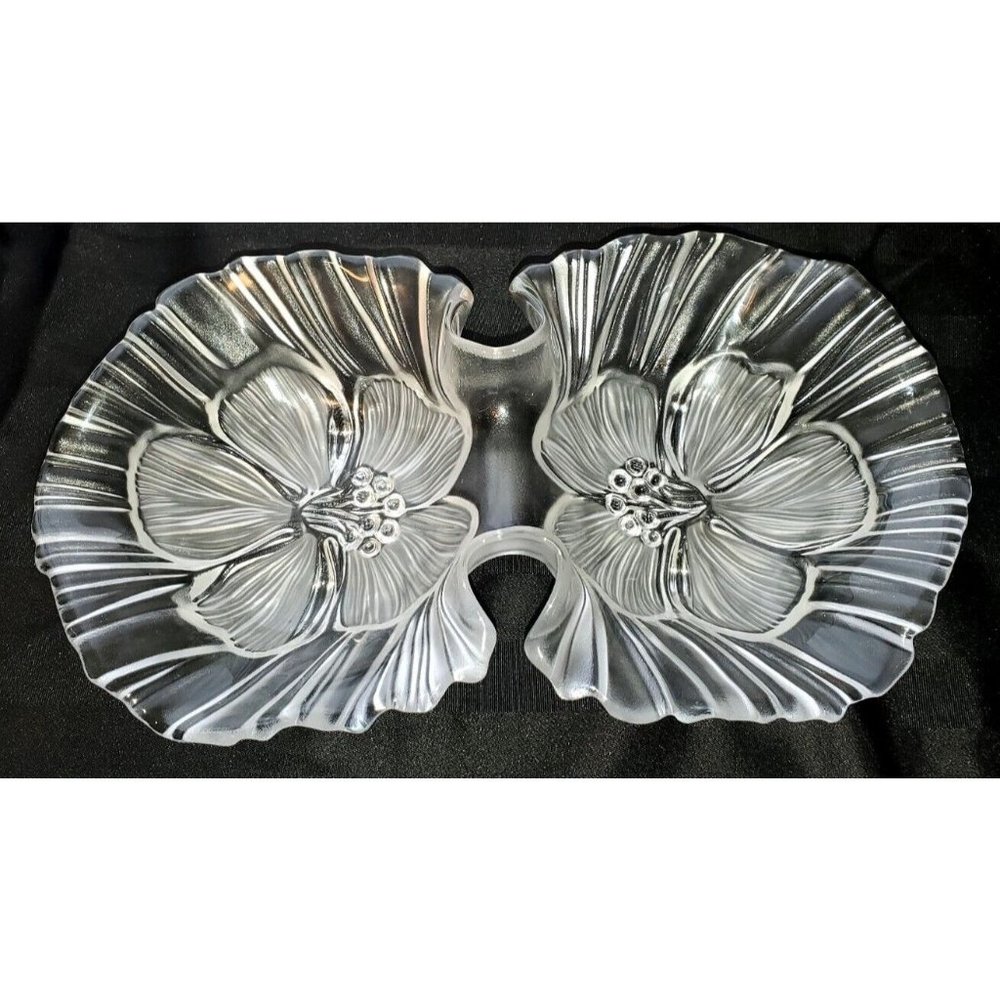 Double Bowl 'Kabarett' transparent Glass Bowl. Double Bowl/Twin Bowl